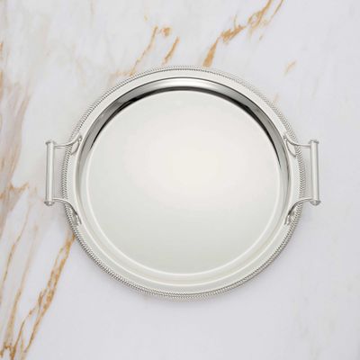 Reed and Barton Round Silverplate Tray With Handles 899912 735092270924