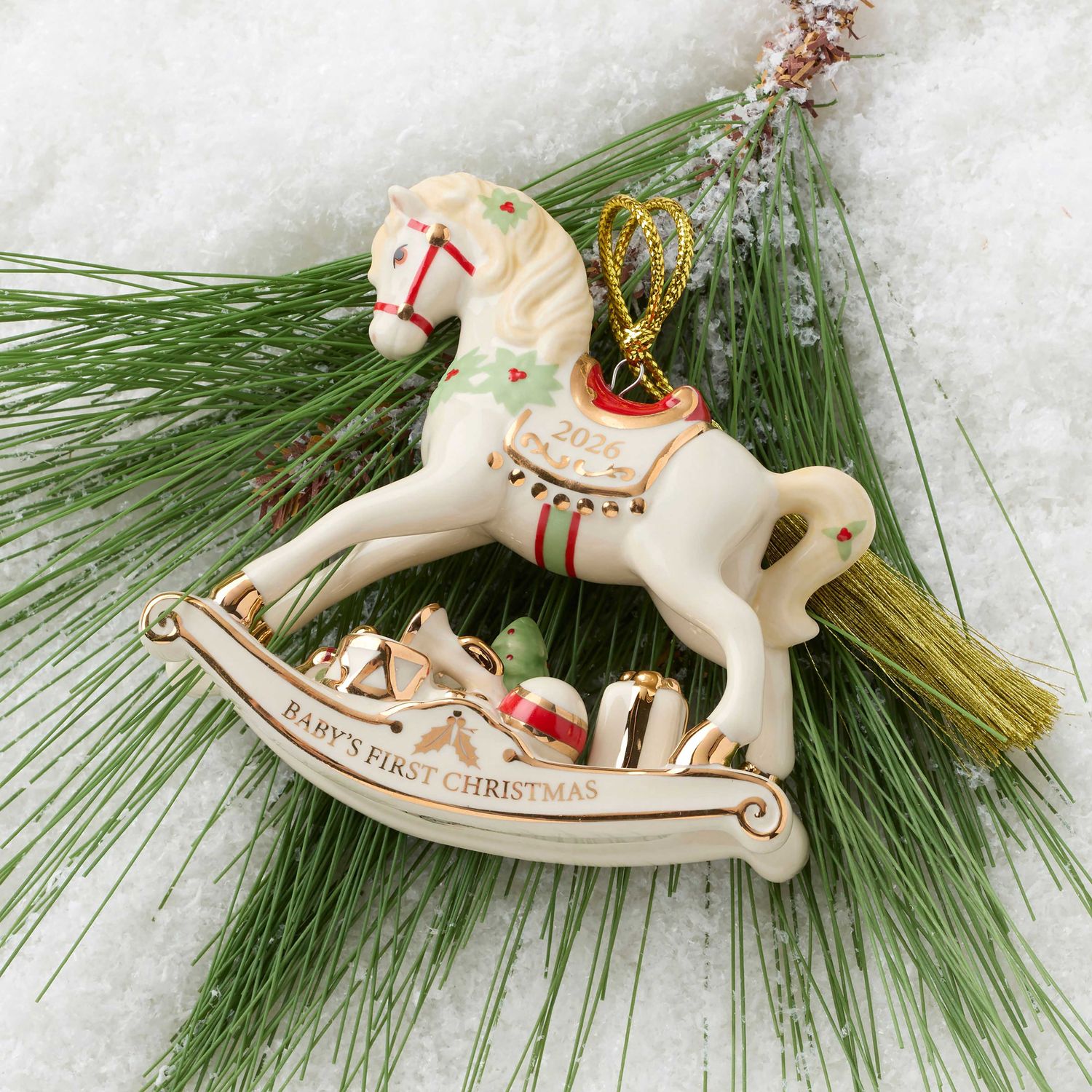 Lenox 2026 Baby's 1st Christmas Vintage Rocking Horse Ornament 898575 194372042079