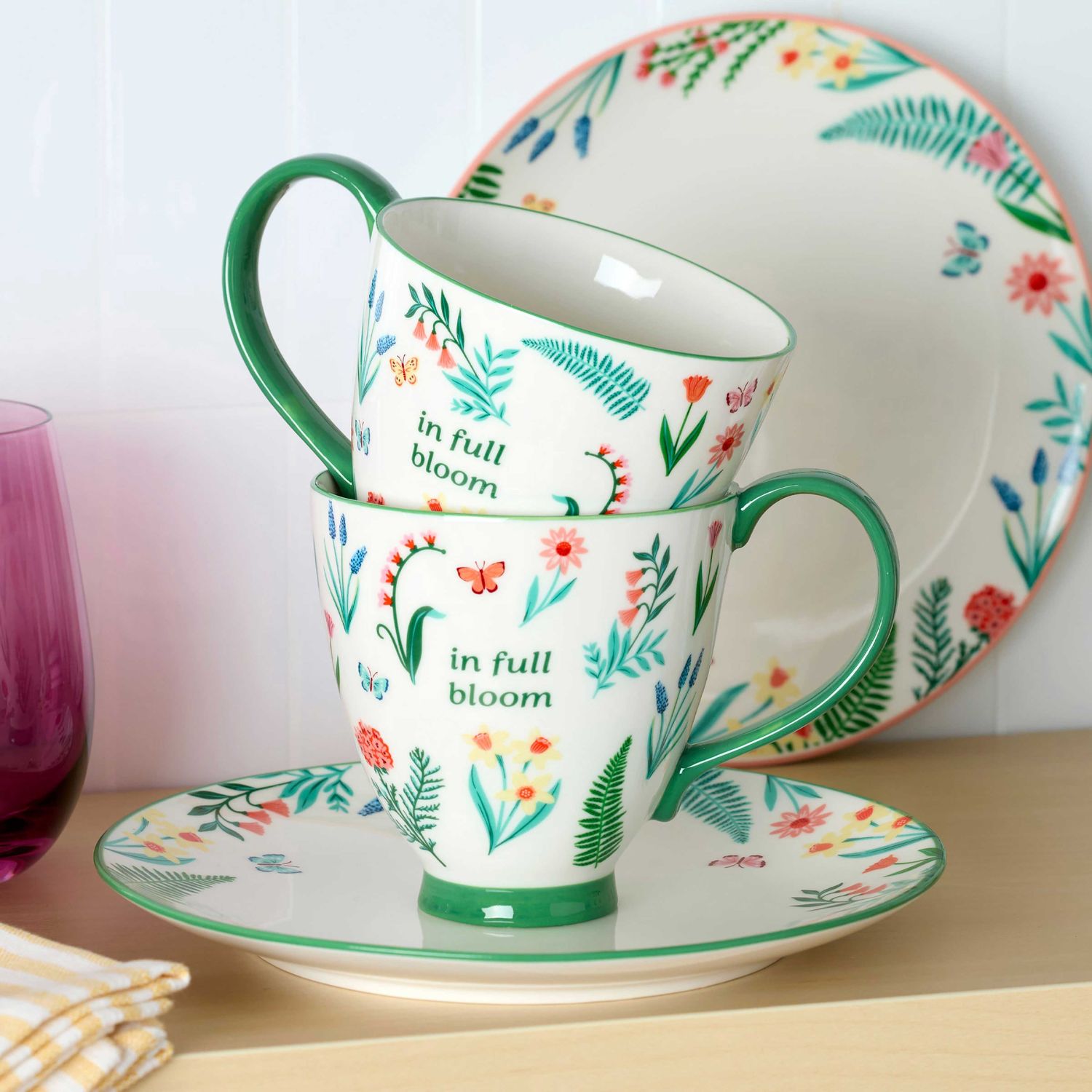 Oneida First Blooms Mugs Set of 2 Green 898741 079363151773