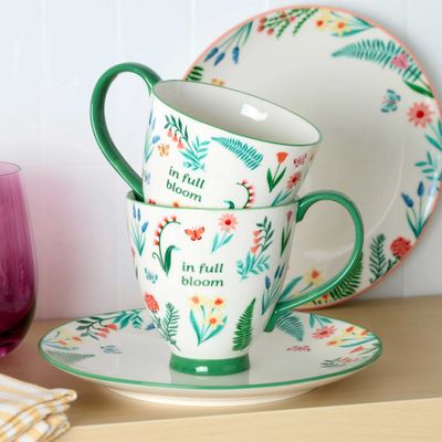 Oneida First Blooms Mugs Set of 2 Green 898741 079363151773
