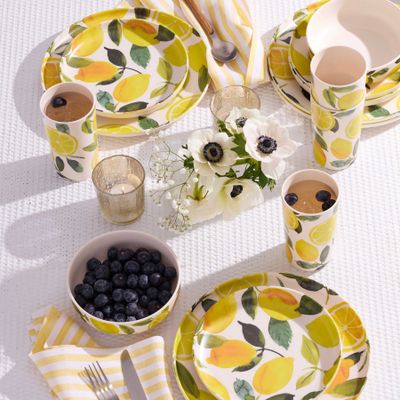 Oneida 24/7 Melamine 12-Piece Dinnerware Set Lemons 897967 079363149596