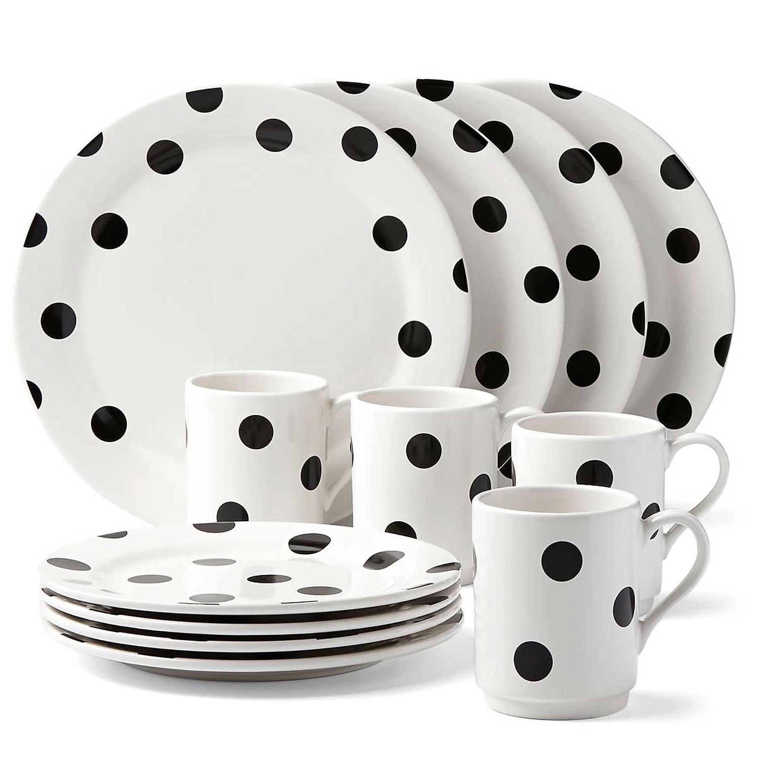 Kate Spade Deco Dot 12-Piece Dinnerware Set 857725, 882864590084