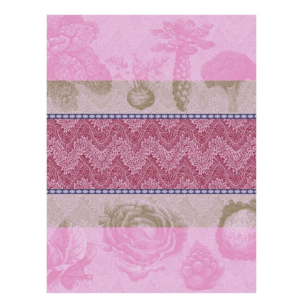 Le Jacquard Francais Jardin Des Choux Pink Tea Towel 24 x 31 Inch, MPN: 31030