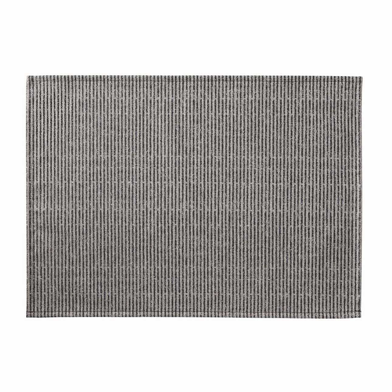 Le Jacquard Francais Empreintes Rayures Enduit Black Coated Placemat 20 x 14 Inch, MPN: 31248