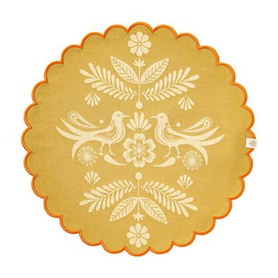 Le Jacquard Francais Alegria Yellow Coated Placemat Round 15 Inch, MPN: 31470