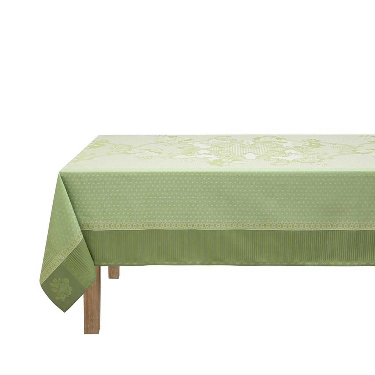 Le Jacquard Francais Promenade Imperiale Enduit Green Coated Tablecloth 69 x 98 Inch, MPN: 31438