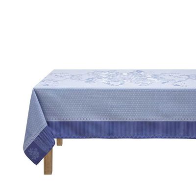 Le Jacquard Francais Promenade Imperiale Enduit Blue Coated Tablecloth 69 x 126 Inch, MPN: 31440