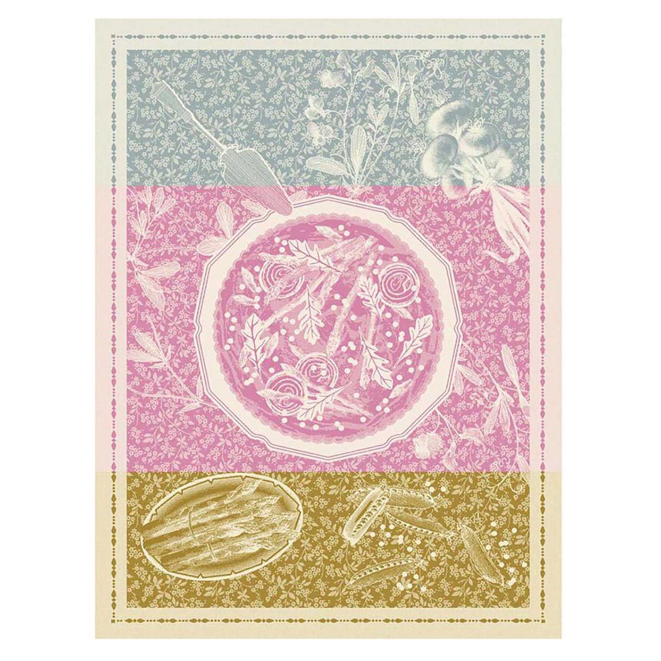 Le Jacquard Francais Tarte Printaniere Pink Tea Towel 24 x 31 Inch, MPN: 31390