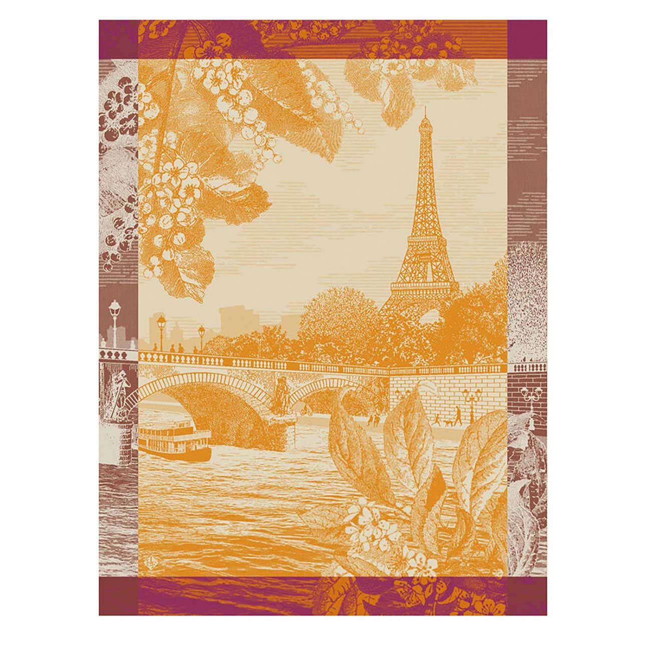 Le Jacquard Francais Paris Sur Seine Orange Tea Towel 24 x 31 Inch, MPN: 30964