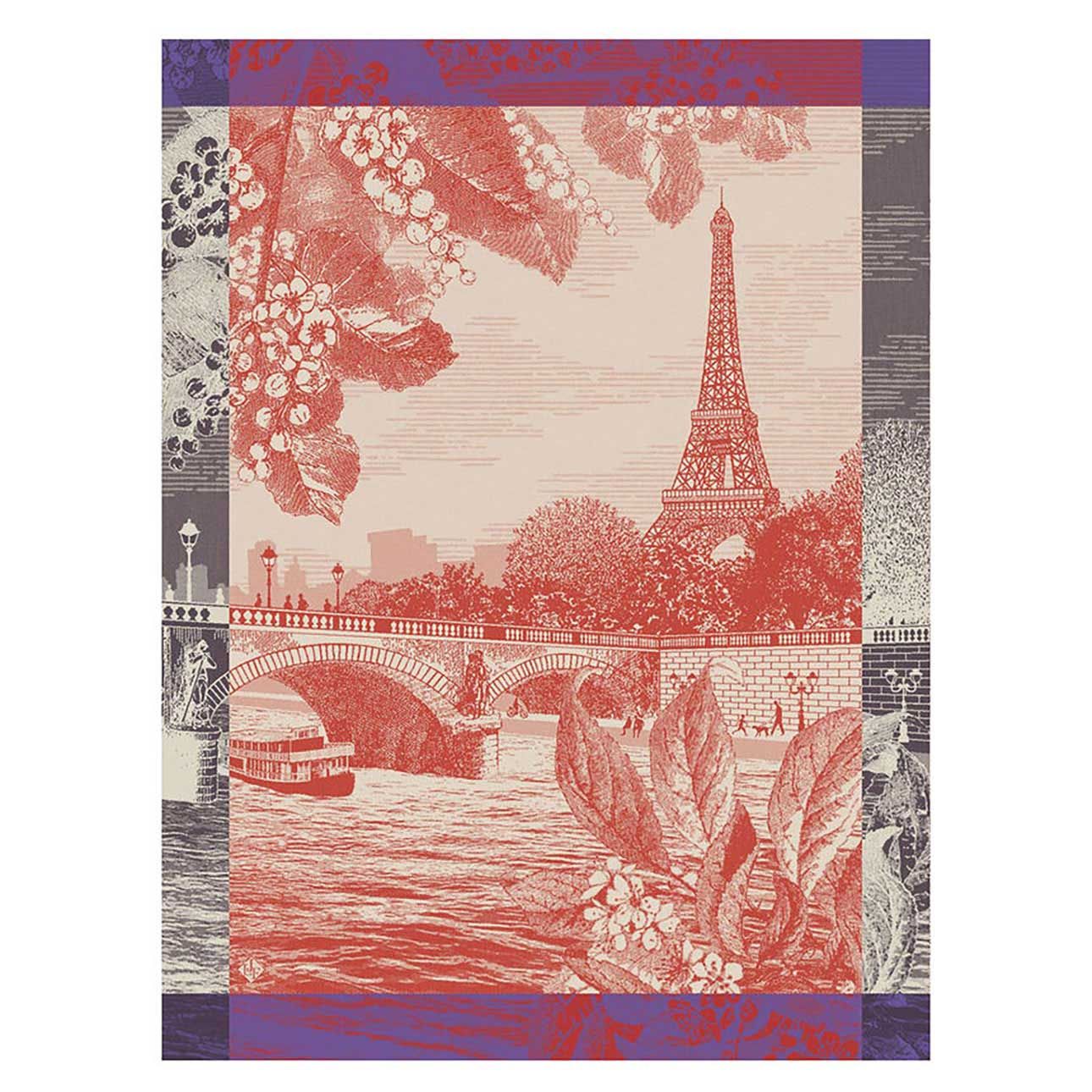 Le Jacquard Francais Paris Sur Seine Red Tea Towel 24 x 31 Inch, MPN: 30963