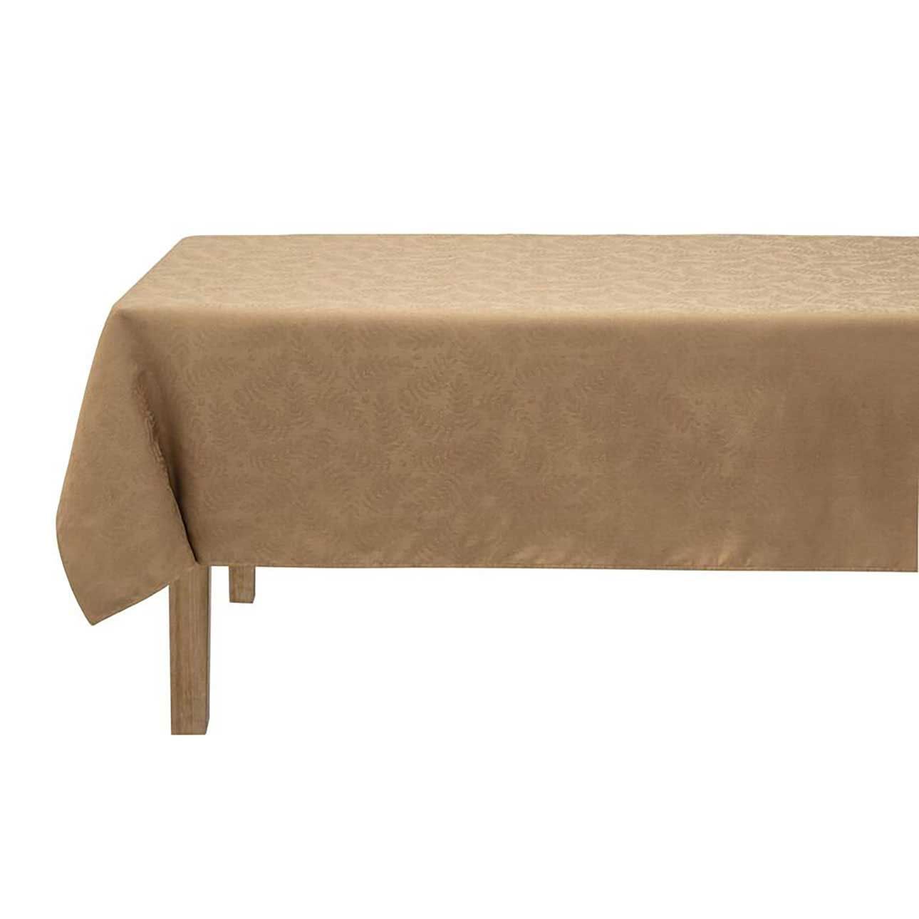 Le Jacquard Francais Vegetal Mood Enduit Brown Coated Tablecloth 69 x 126 Inch, MPN: 30885