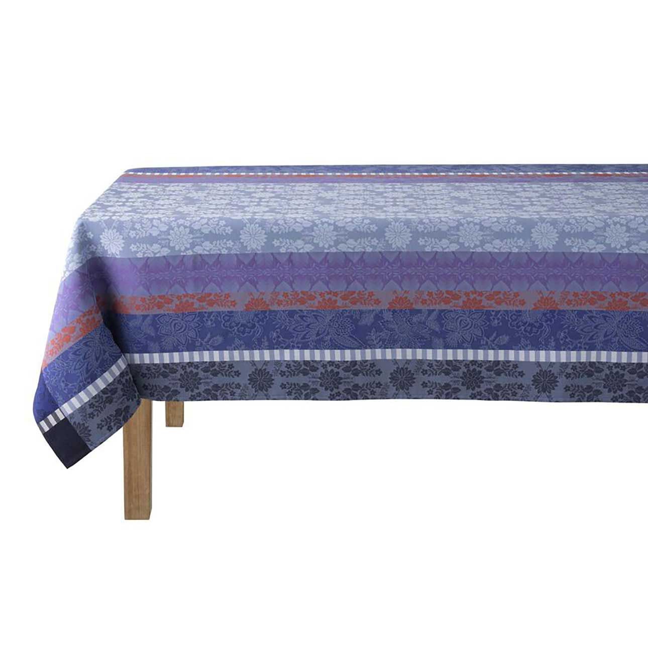 Le Jacquard Francais Gipsy Enduit Blue Coated Tablecloth 69 x 98 Inch, MPN: 30977