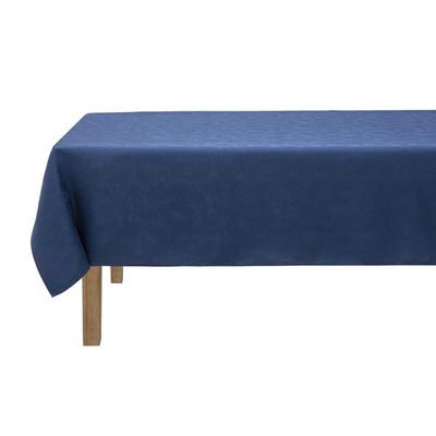 Le Jacquard Francais Vegetal Mood Enduit Blue Coated Tablecloth 59 x 59 Inch, MPN: 30899