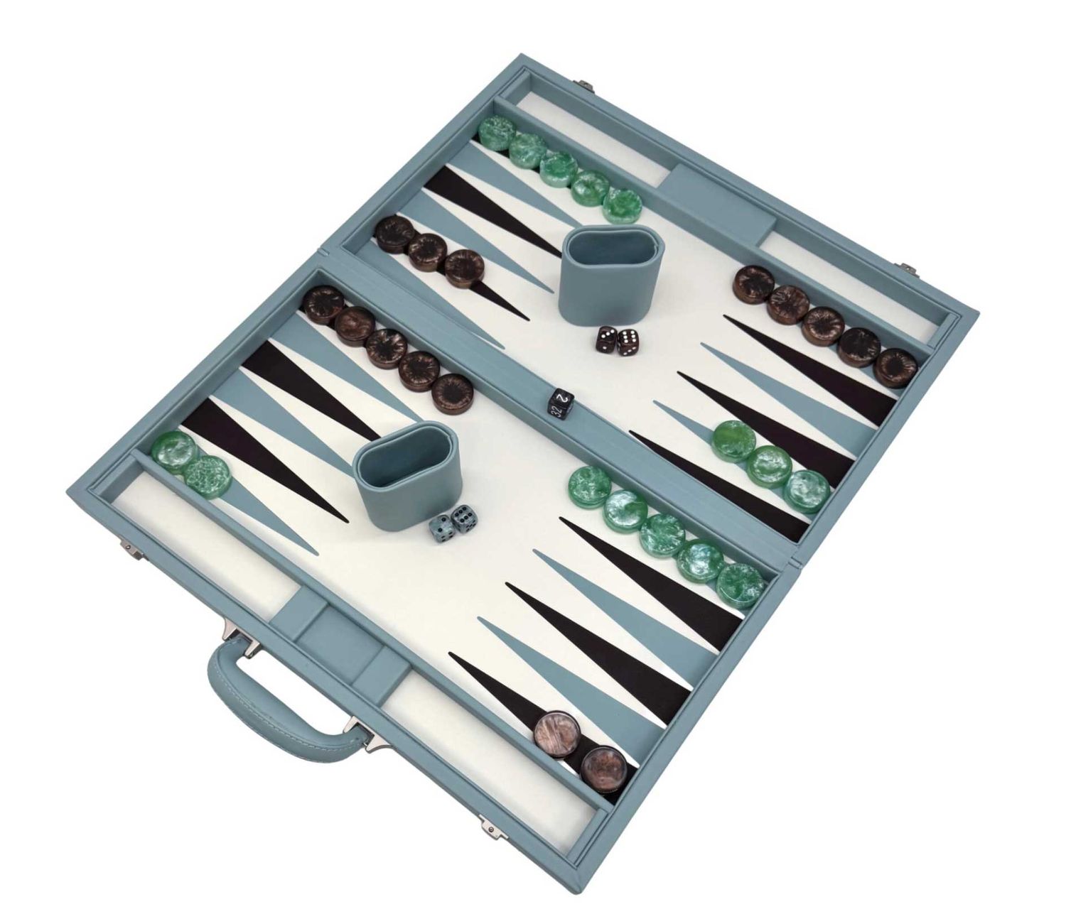 Tizo Designs Backgammon 18 Inch Faux Leather Light Blue SG518BLBG