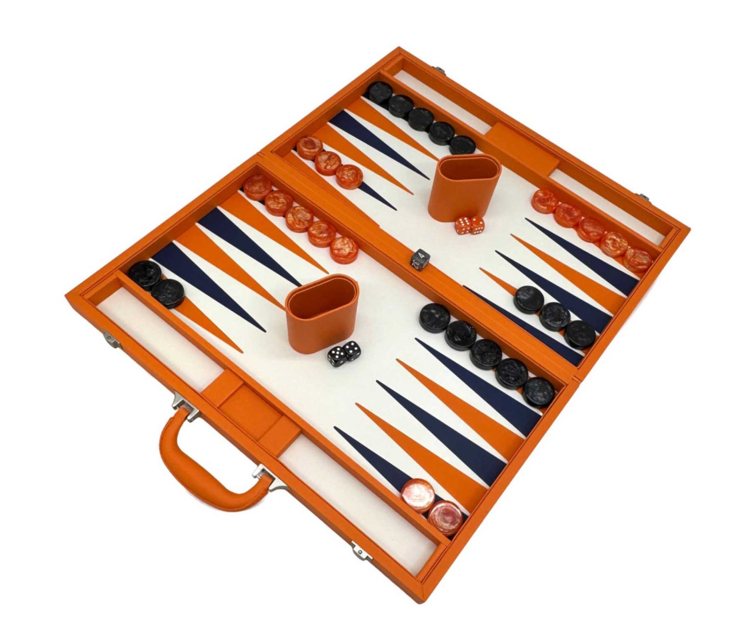 Tizo Designs Backgammon 12 Inch Travel Size Faux Croc. Orange SG512ORBG