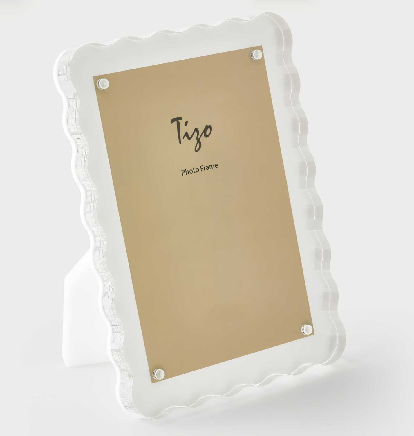 Tizo Designs Lucite Picture Frame Wave Design White 4 x 6 Inch HA169W46B