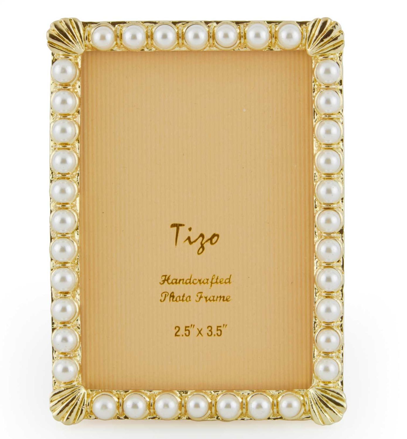 Tizo Designs Jeweltone Picture Frame Gold w/Pearls 2 x 3 Inch RS371GD23