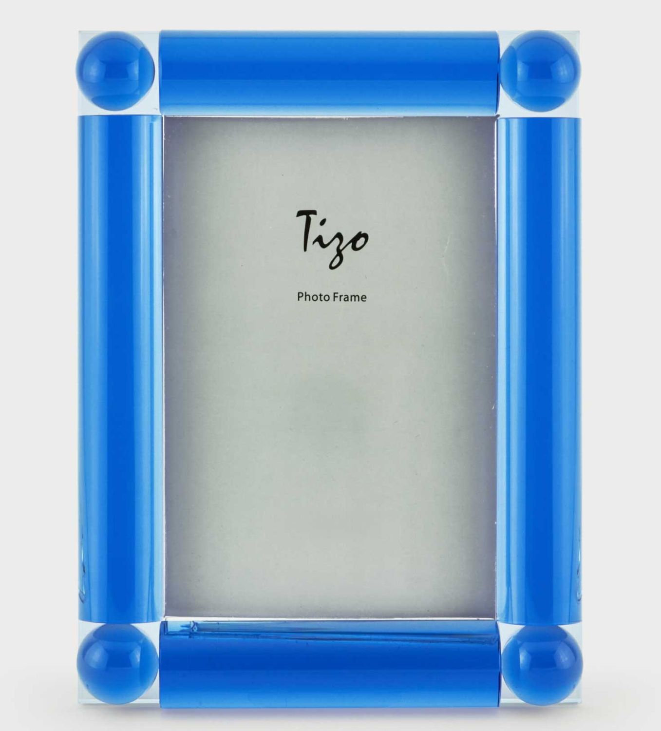Tizo Designs Crystal Glass Picture Frame 4 Corner Ball Blue 5 x 7 Inch XY098BL57