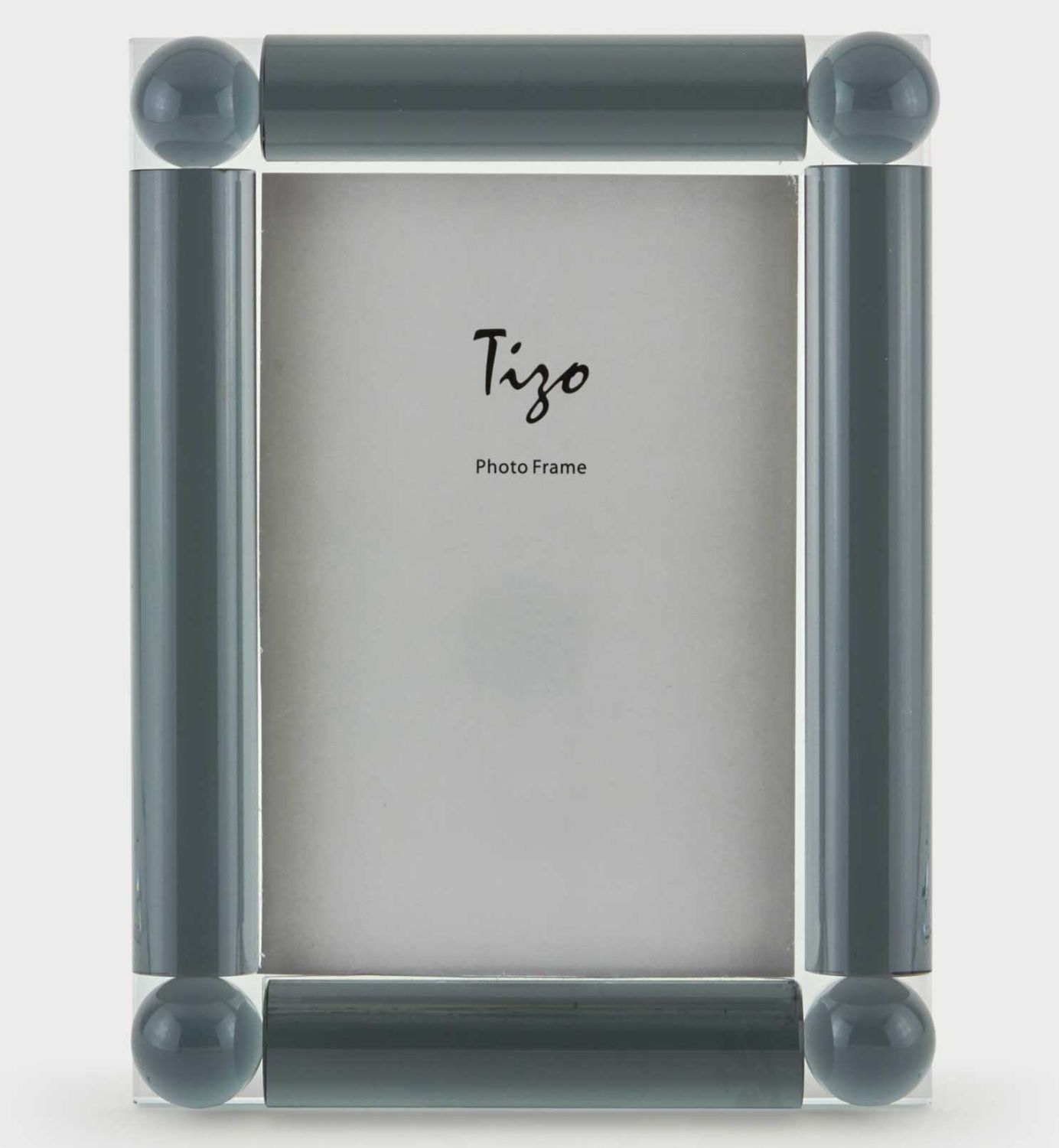 Tizo Designs Crystal Glass Picture Frame 4 Corner Ball Grey 4 x 6 Inch XY098GY46