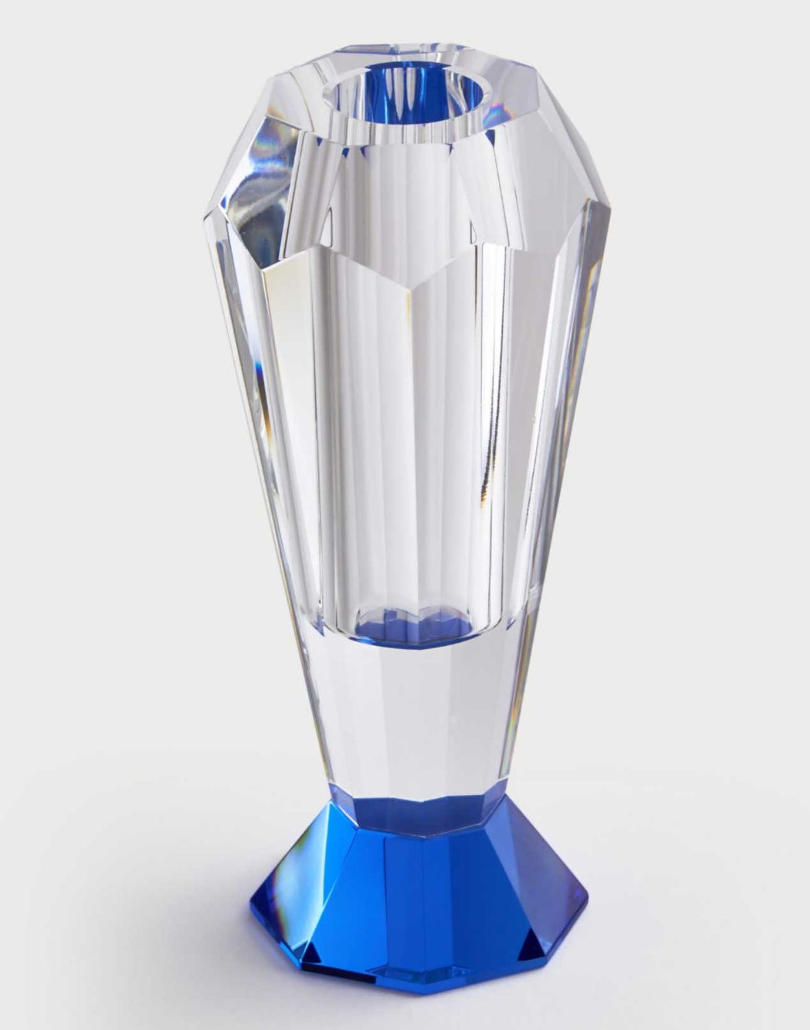 Tizo Designs Crystal Glass Bud Vase with Blue Base XY209BLVS