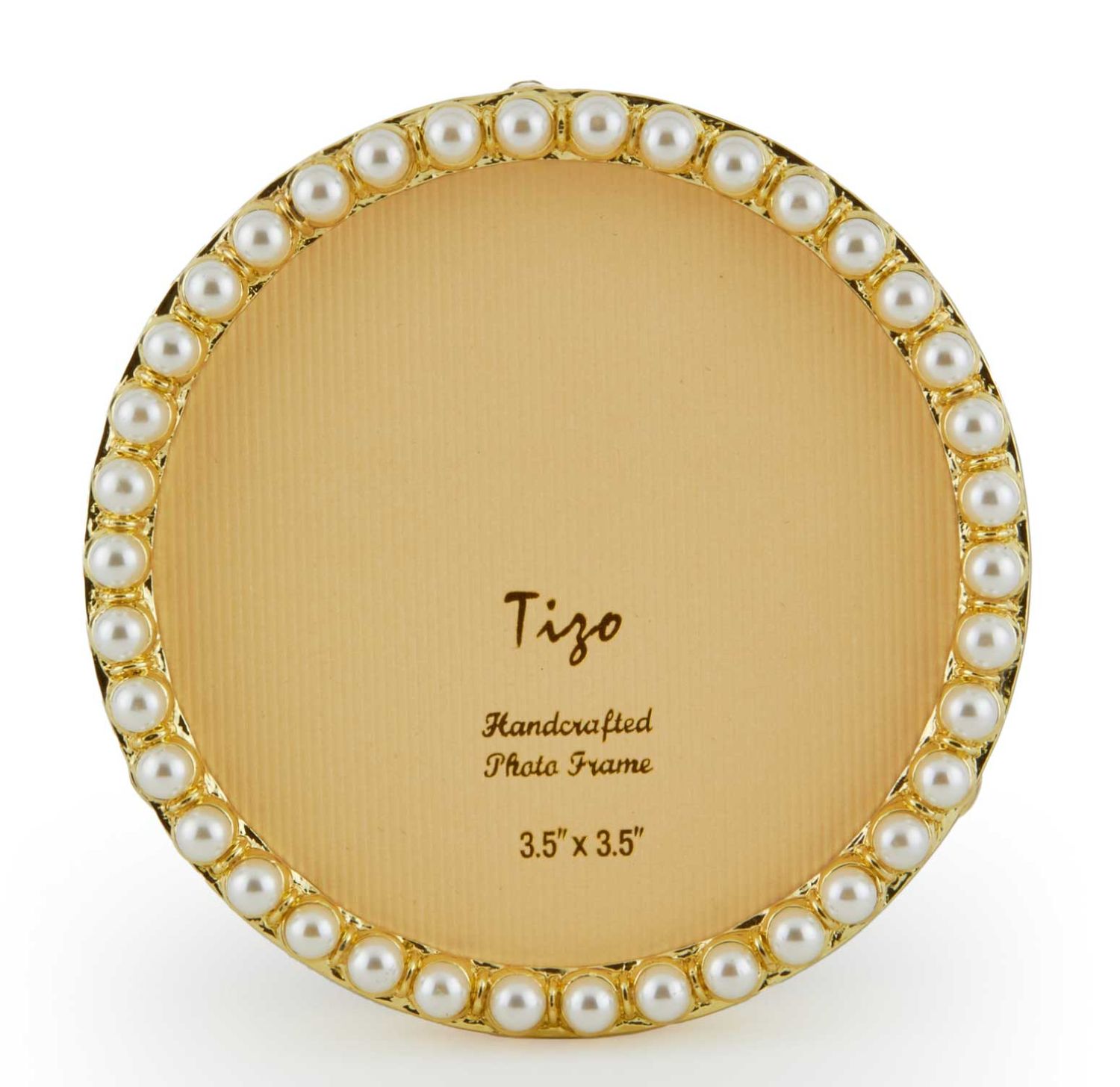 Tizo Designs Jeweltone Picture Frame Gold with Pearls 3 Inch Round RS371GD03