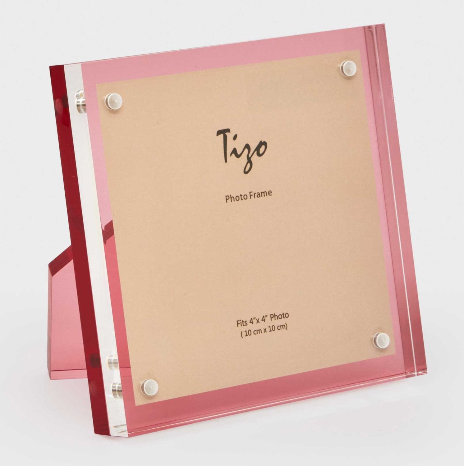 Tizo Designs Pink Back 4 x 4 Inch Acrylic Picture Frame HA159PK44
