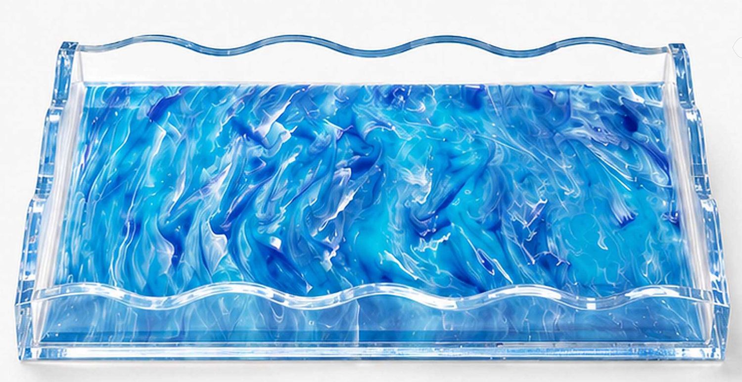 Tizo Lucite Marblelized Tray Blue 12 x 16 Inch HB286BLTY