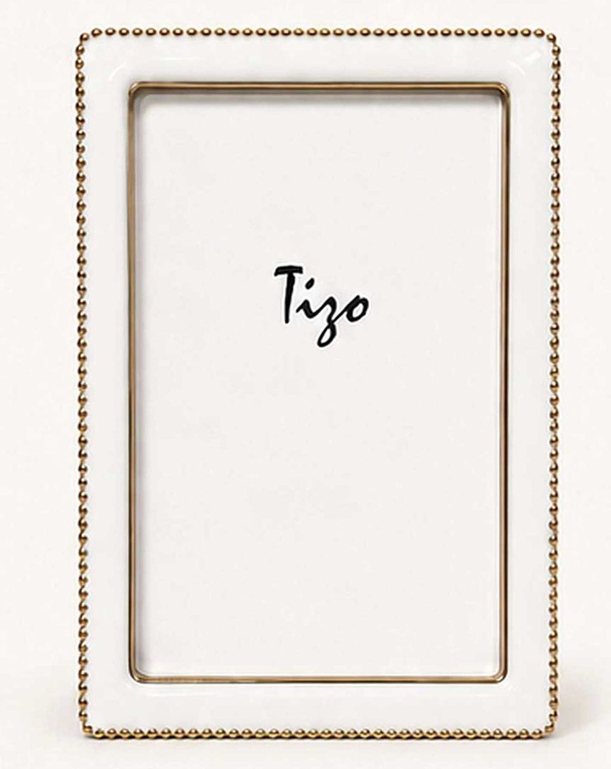 Tizo Goldplate Beaded White Enamel Picture Frame 5 x 7 Inch 3179WHT57