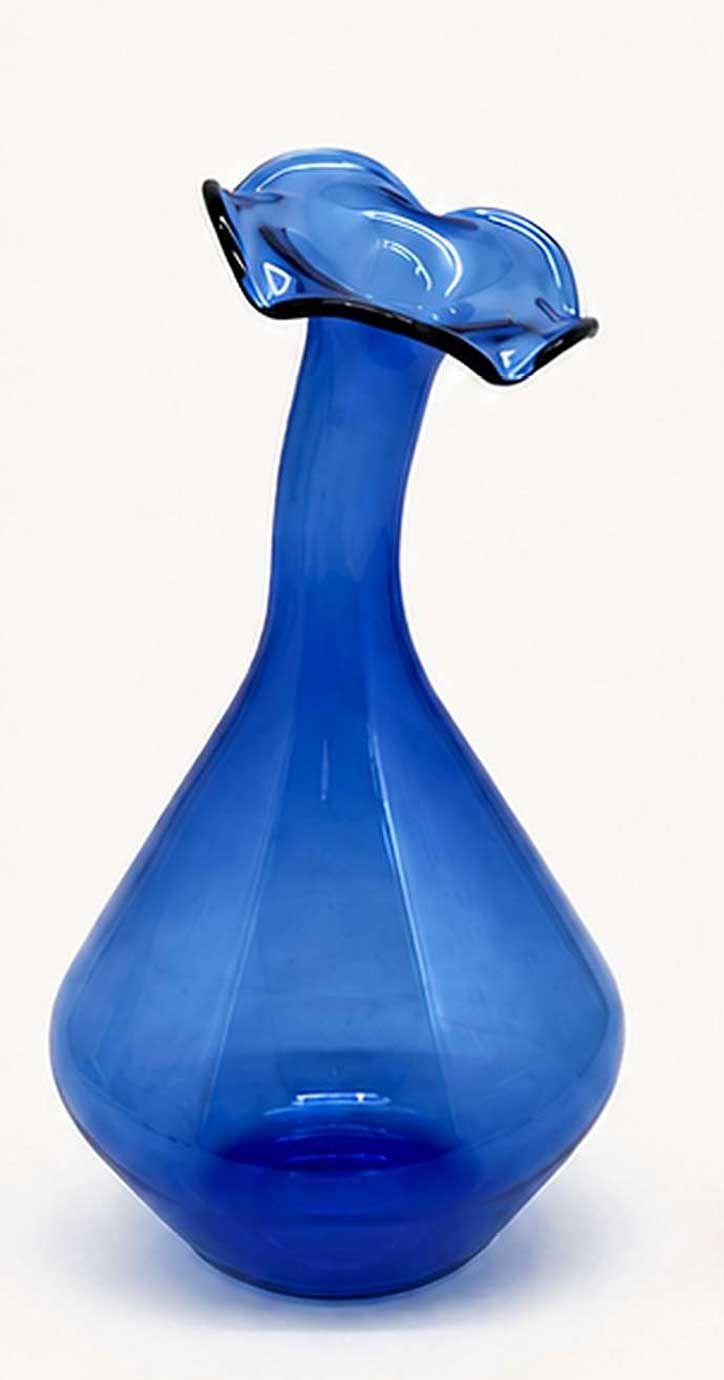 Tizo Glass Vase Angeled Neck Large Blue 8.5 Inch BQ192BLVS