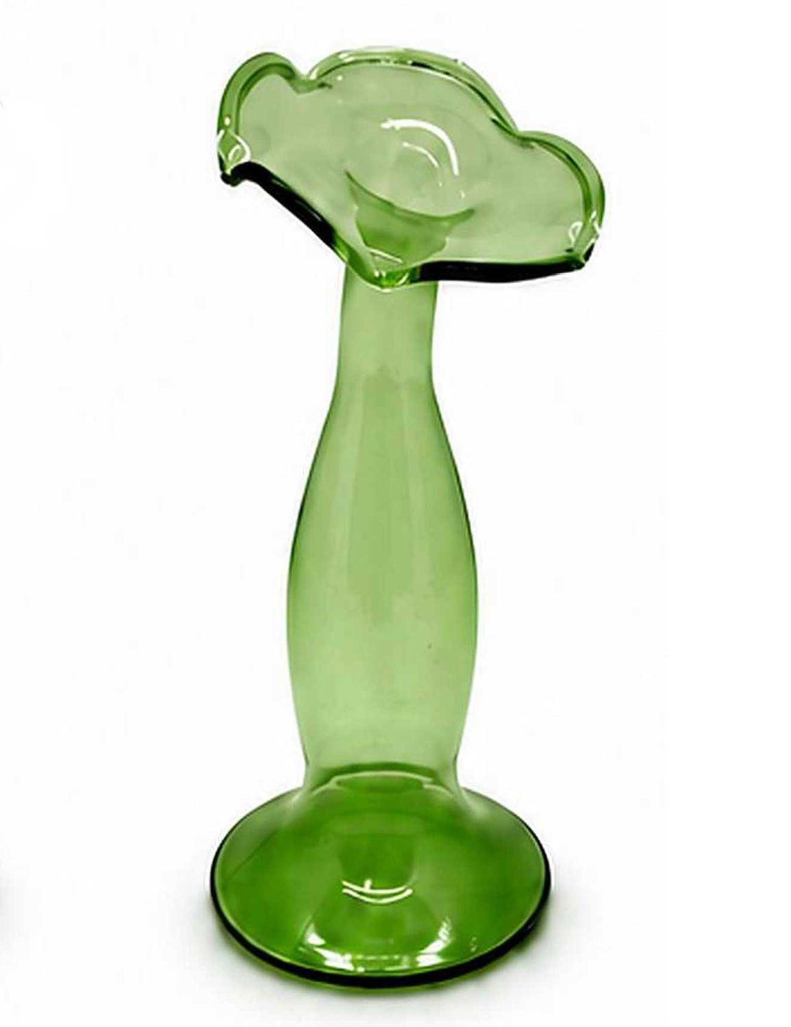Tizo Glass Narrow Bud Vase Angeled Neck Green 6 Inch BQ306GNVS