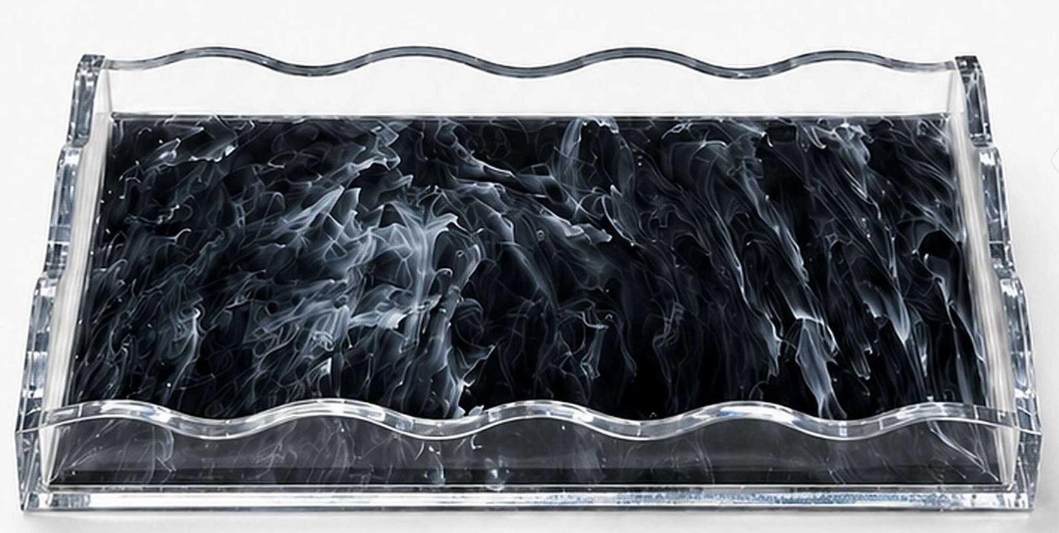 Tizo Lucite Marblelized Tray Black 8 x 12 Inch HB285BKTY