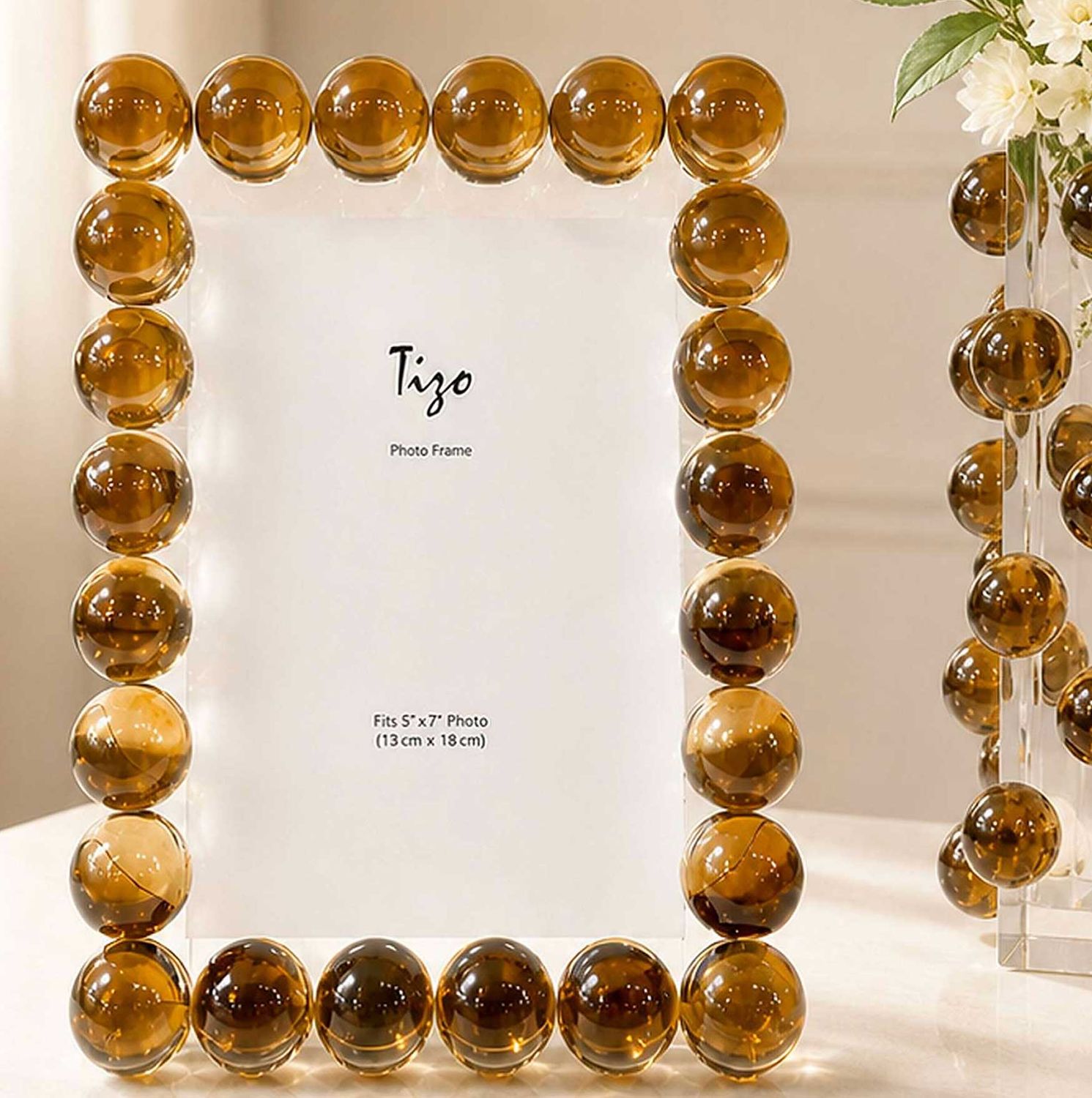 Tizo Crystal Glass Picture Frame Single Bubble 4 x 6 Inch Brown PH188AM46