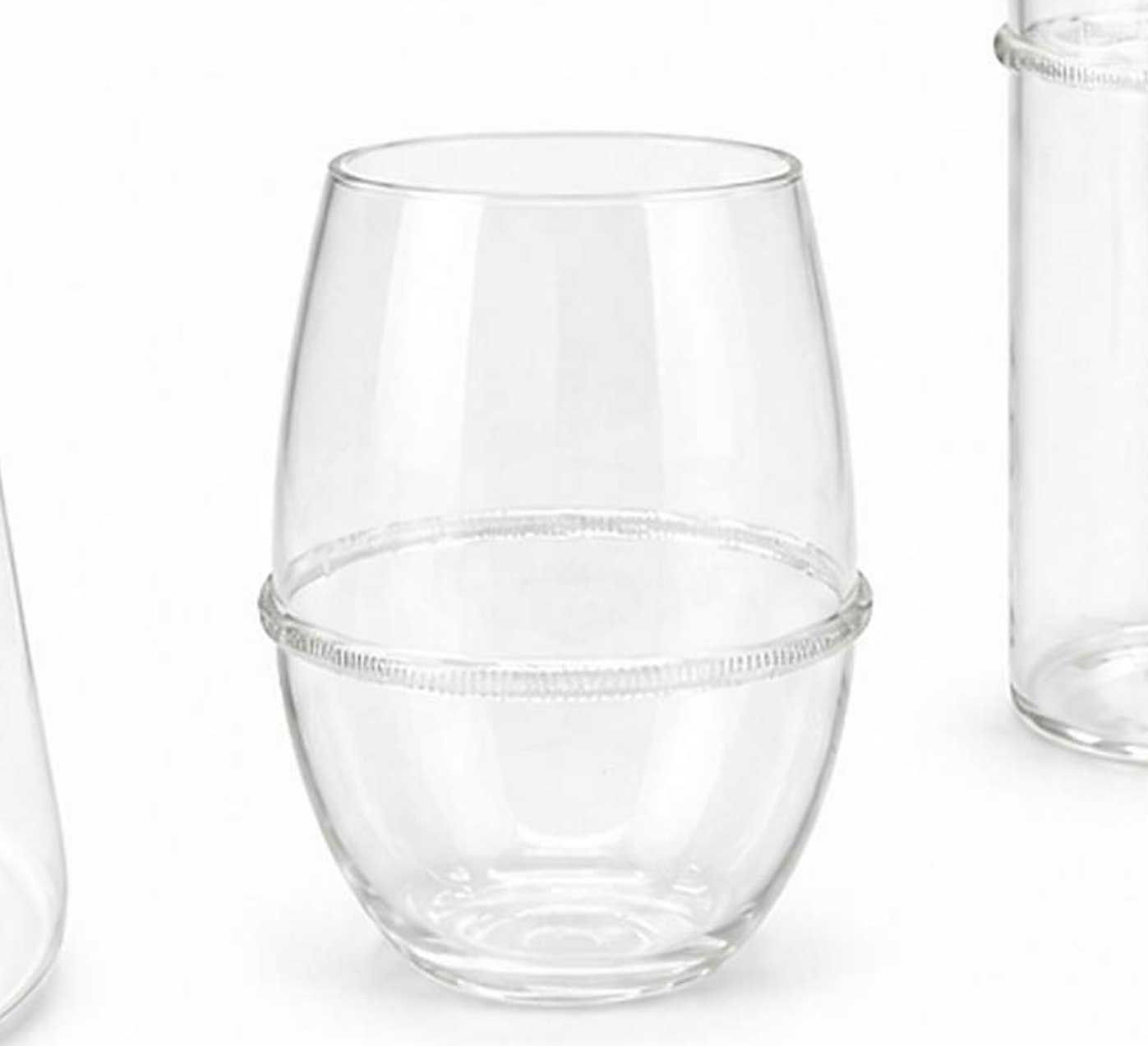 Tizo Glass Set of 4 Stemless Wine with band Clear BQ180WNCL