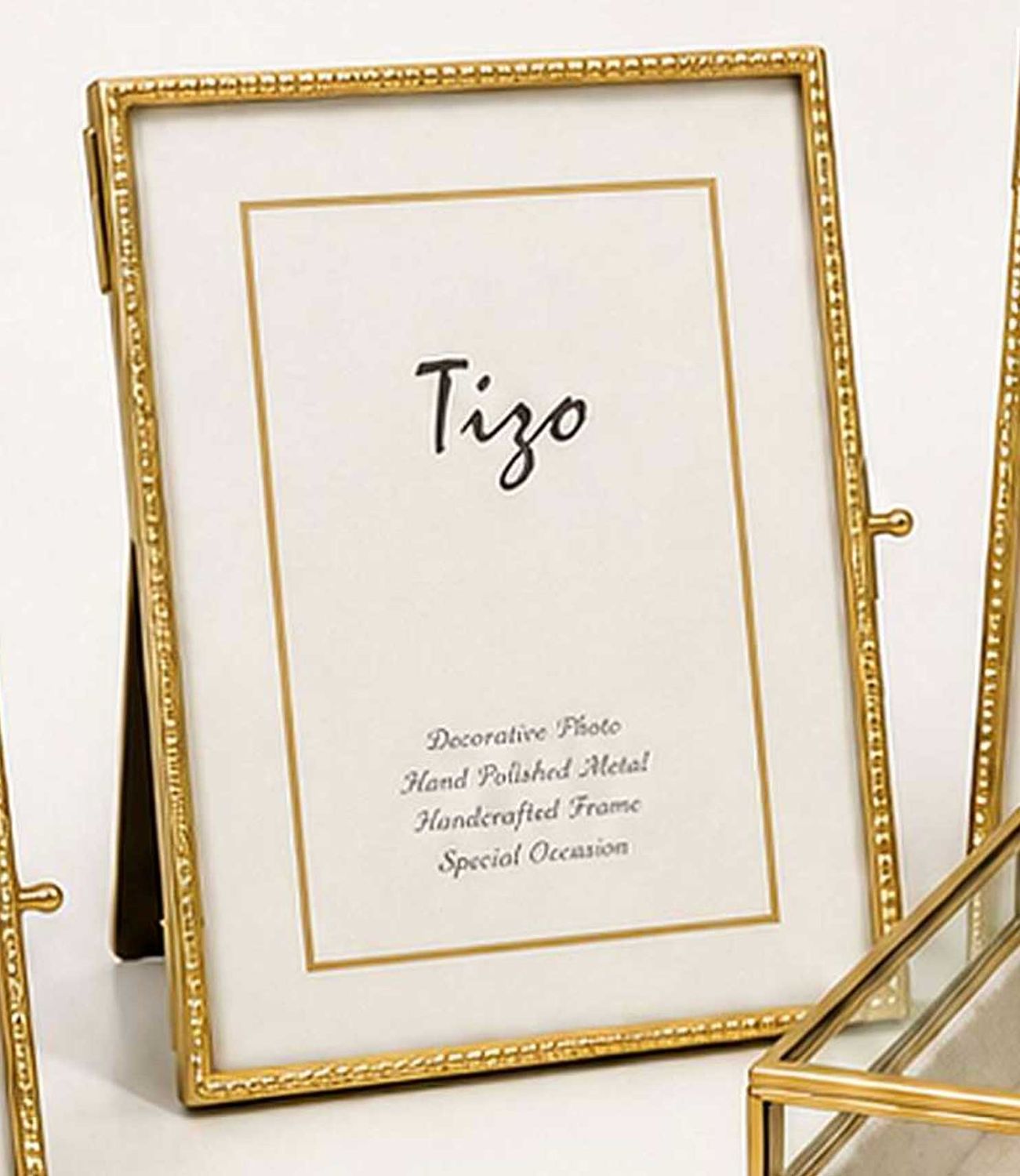 Tizo Brass Photo Picture Frame Beaded 5 x 7 Inch CR641GD57