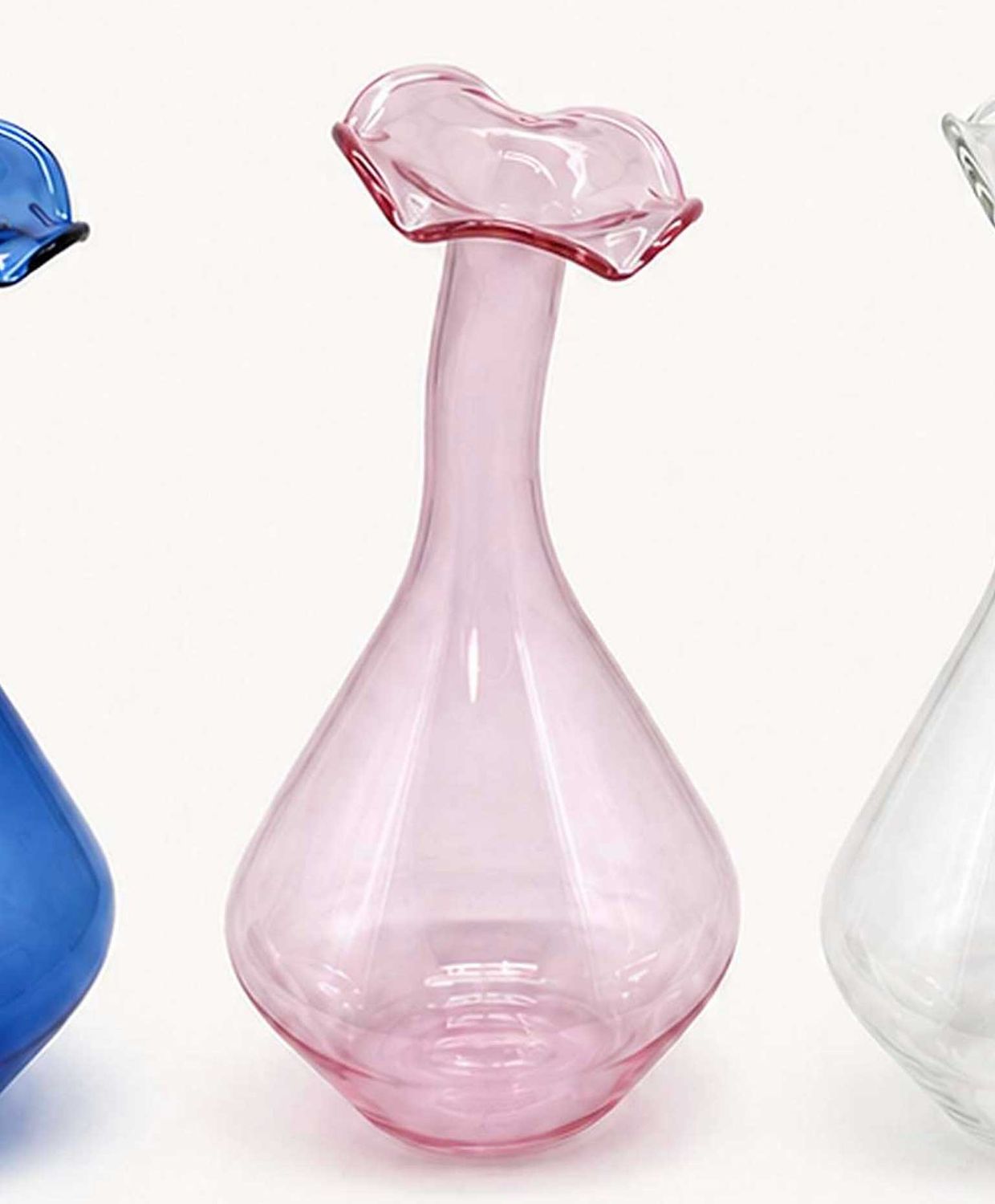 Tizo Glass Vase Angeled Neck Large Pink 8.5 Inch BQ192PKVS