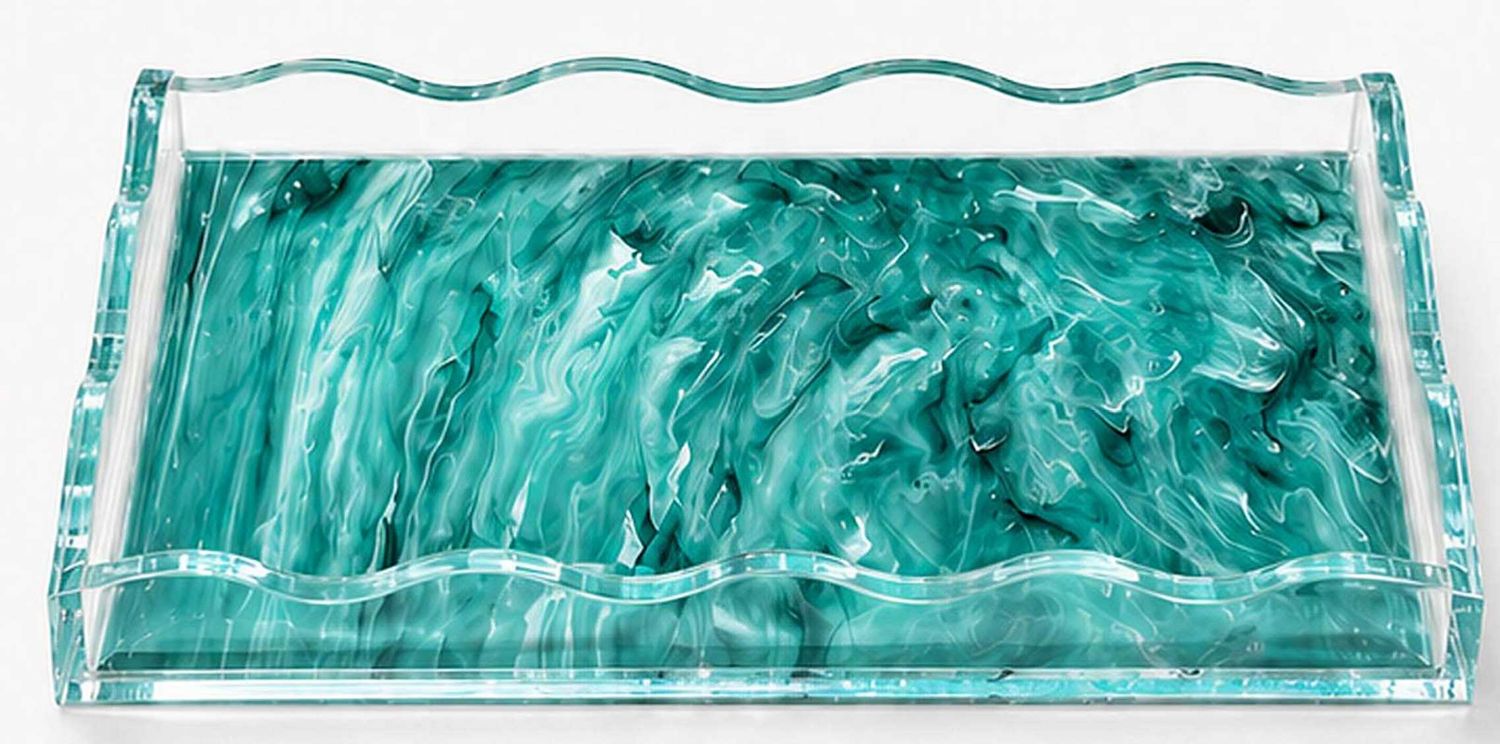 Tizo Lucite Marblelized Tray Green 8 x 12 Inch HB285GNTY
