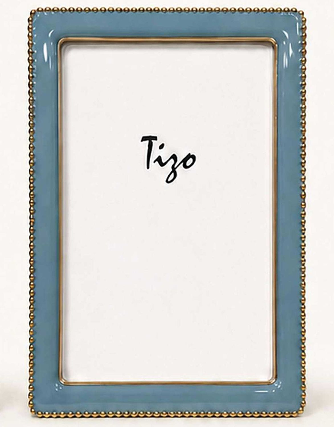 Tizo Goldplate Beaded Smky Blue Enamel Picture Frame 4 x 6 Inch 3179SMB46