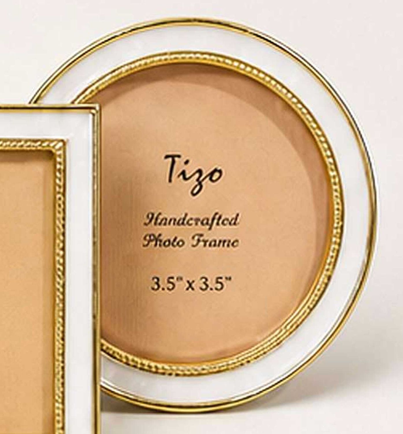 Tizo Enamel Gold Picture Frame White 3 Inch Round RS335WH03