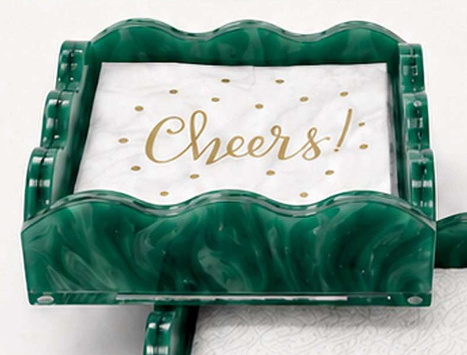 Tizo Lucite Marblelized Cocktail Napkin Tray Green HB280GNNP