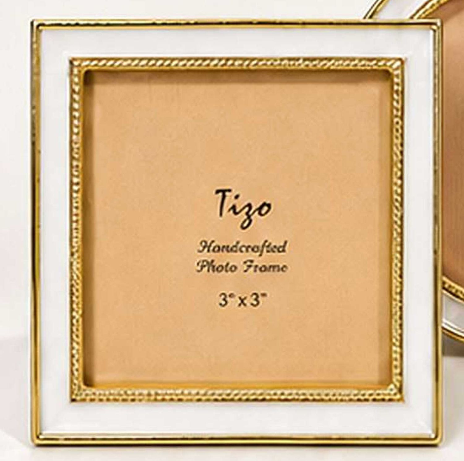 Tizo Enamel Gold Picture Frame White 3 x 3 Inch RS335WH33