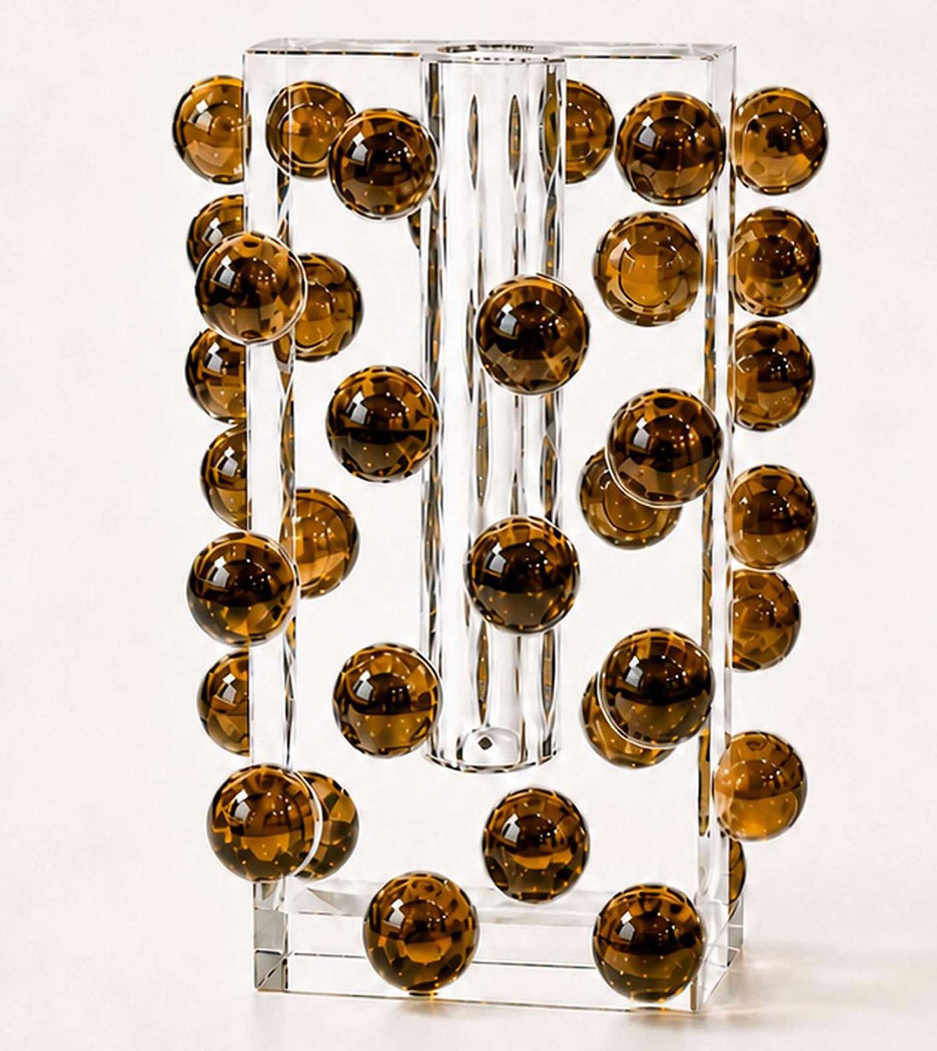 Tizo Crystal Glass Vase Scattered Balls Brown Large 8 Inch PH305AMVS