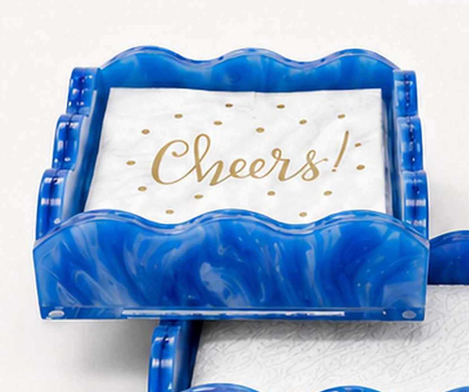 Tizo Lucite Marblelized Cocktail Napkin Tray Blue HB280BLNP