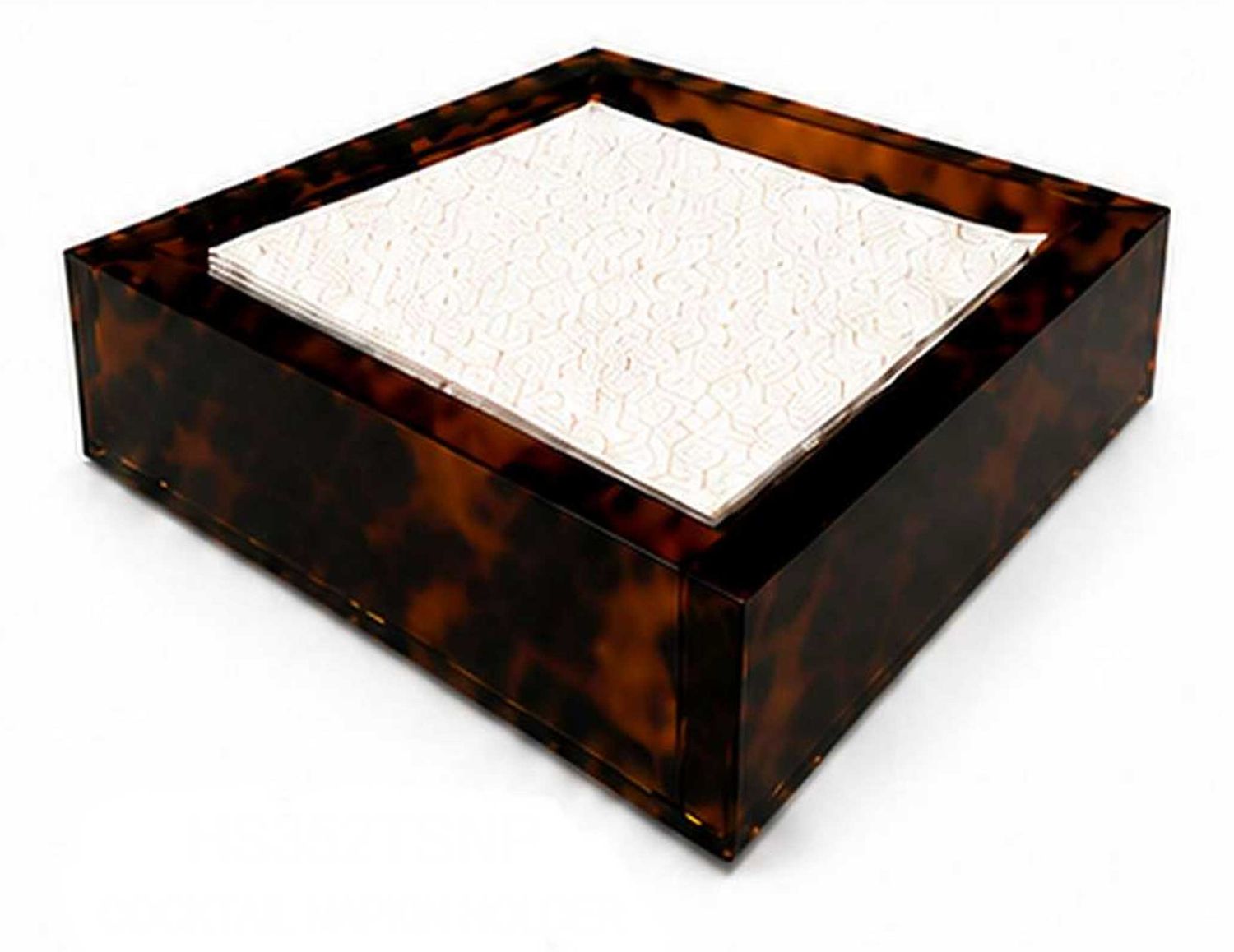 Tizo Lucite Tortoise Shell Cocktail Napkin Holder 6 x 6 Inch HS352TSNP