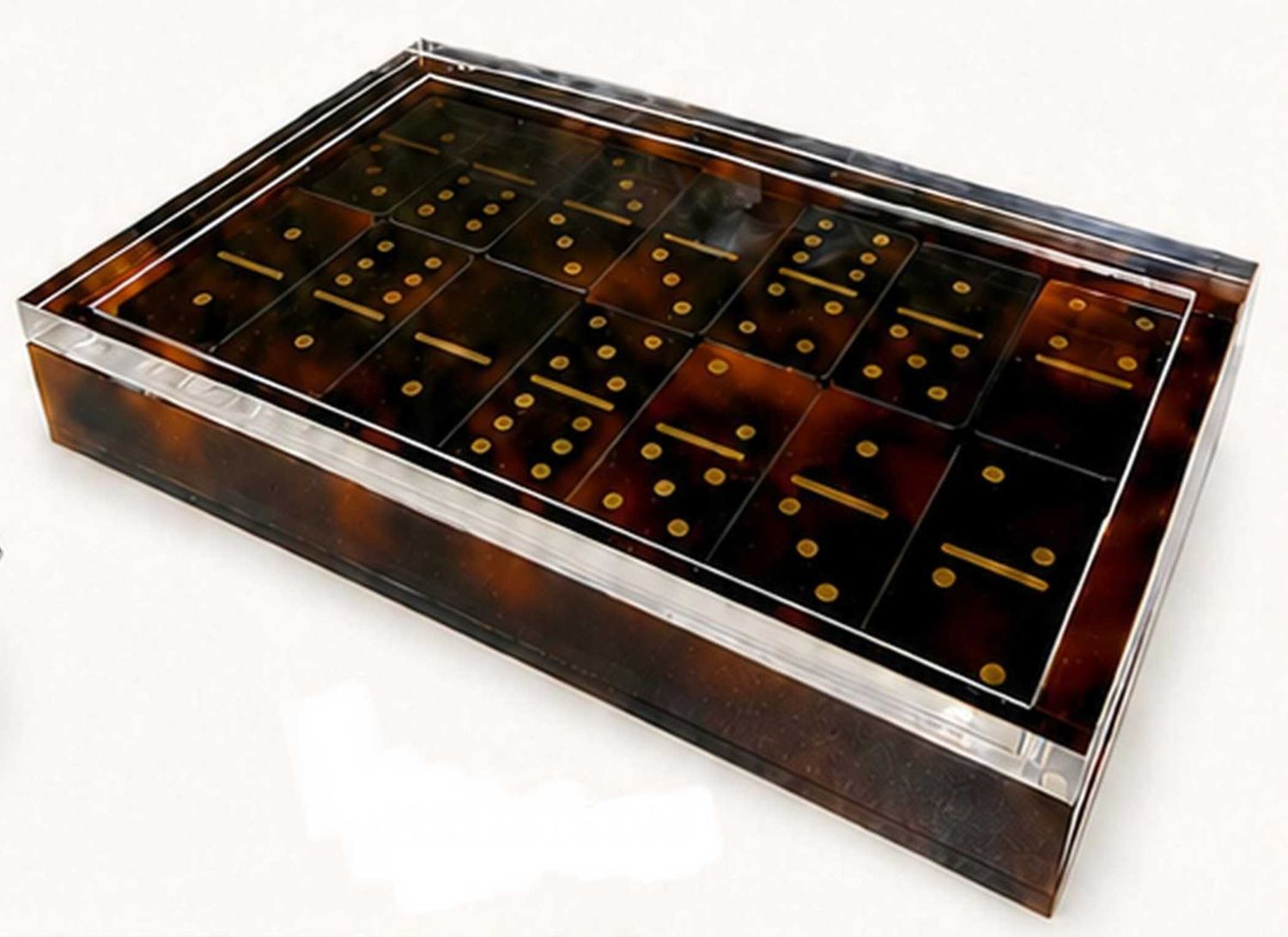 Tizo Lucite Tortoise Shell Domino Set Tortoise Shell Box HS336TSDM