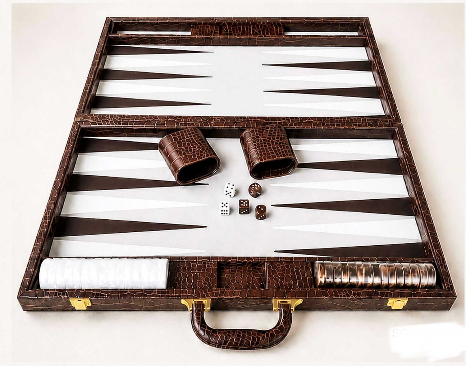 Tizo Faux Leather Backgammon Set 21 Inch Brown SG521BRBG