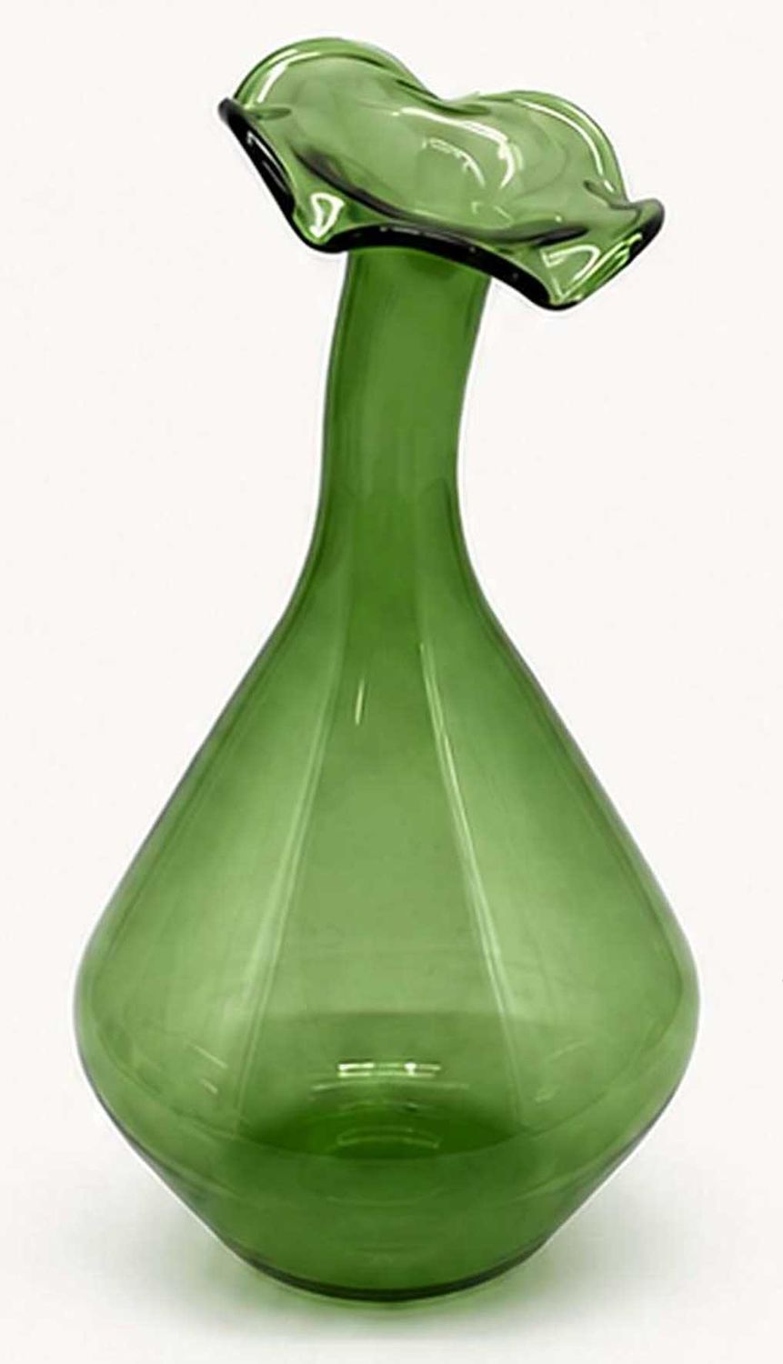 Tizo Glass Vase Angeled Neck Large Green 8.5 Inch BQ192GNVS