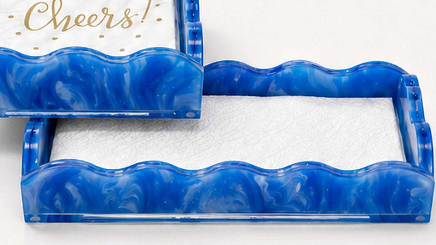 Tizo Lucite Marblelized Guest Towel Tray Blue HB282BLNP
