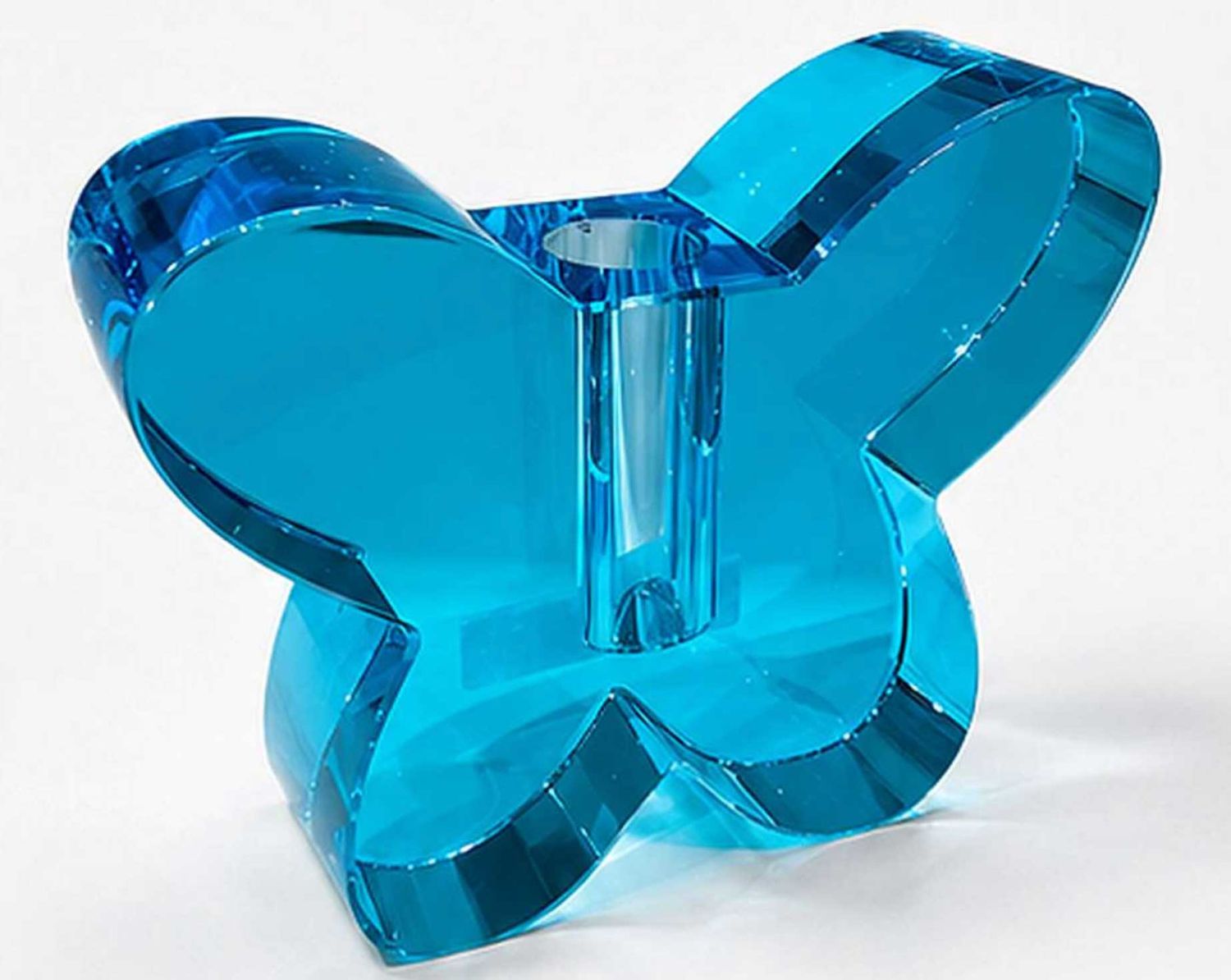 Tizo Crystal Glass Butterfly Vase Sea Blue 4.75 Inch XY226SBVS
