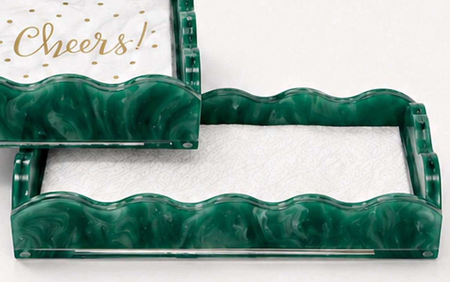 Tizo Lucite Marblelized Guest Towel Tray Green HB282GNNP