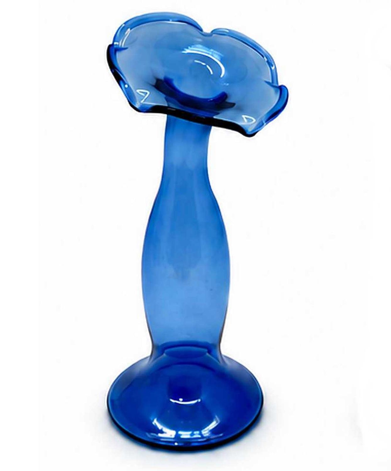 Tizo Glass Narrow Bud Vase Angeled Neck Blue 6 Inch BQ306BLVS